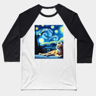 The red cat and the starry night Baseball T-Shirt